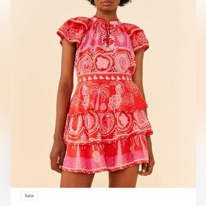 Farm Rio Red summer Sunrise skirt